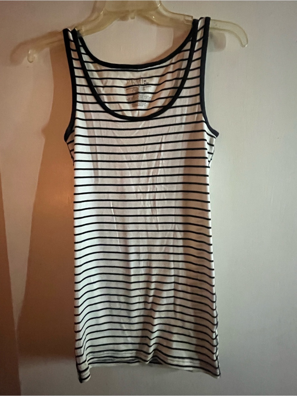 Time and Tru Black & White Striped Scoop Neck Tank